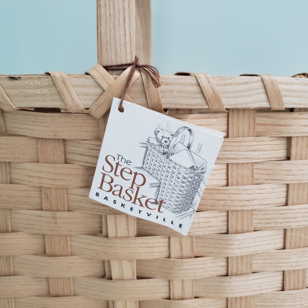 Vintage Basketville 23" Large Stairs Basket Natural Woven Ash Wood Stair Rustic - Picture 2 of 12